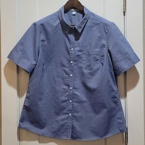 Port Authority Short Sleeve Chambray colored button up work shirt
